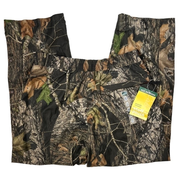 NWT Cabela's Men's Rain Suede Packable Rainwear Hunting Pants Mossy Oak XL - Picture 4 of 15